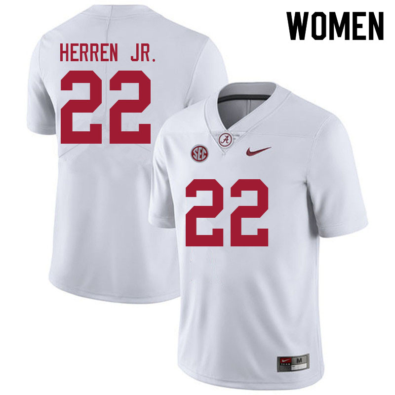 Alabama Crimson Tide Women's Chris Herren Jr. #22 White NCAA Nike Authentic Stitched 2021 College Football Jersey GY16C68EL